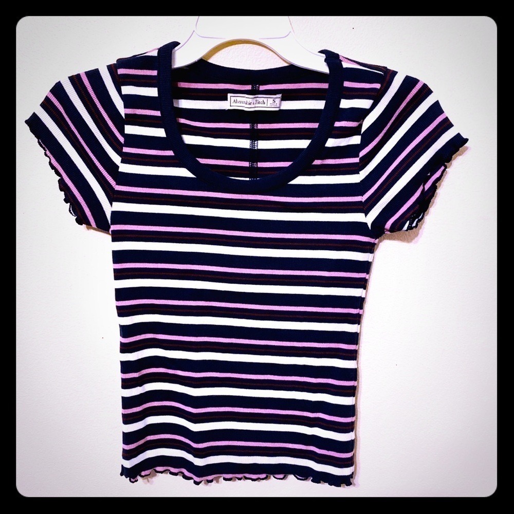 Abercrombie & Fitch short sleeves crew neck‎ multicolor stripes T-shirt misses S